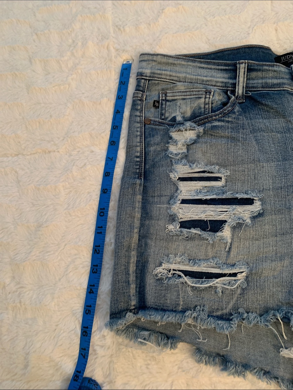 Judy Blue Light Blue Distressed Denim Shorts - Picture 7 of 9